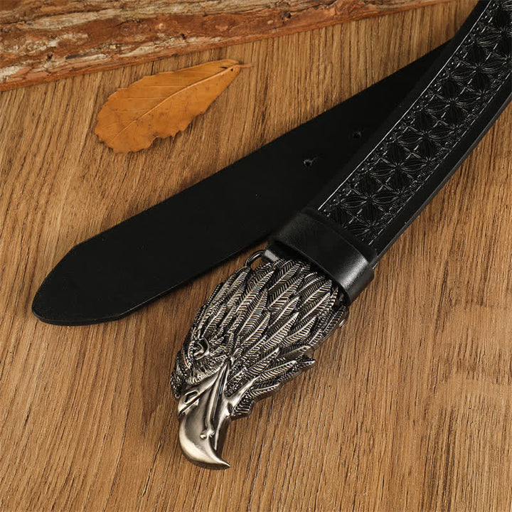Ceinture en cuir western à tête d'aigle réaliste pour homme