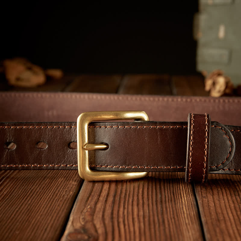 Ceinture en cuir vintage à boucle simple pour homme