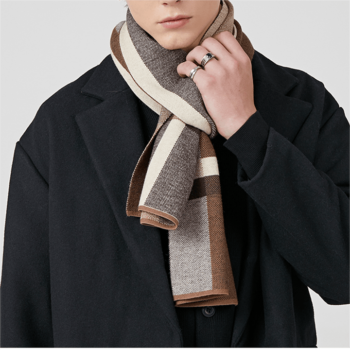 Écharpe d'hiver classique à rayures et carreaux pour homme