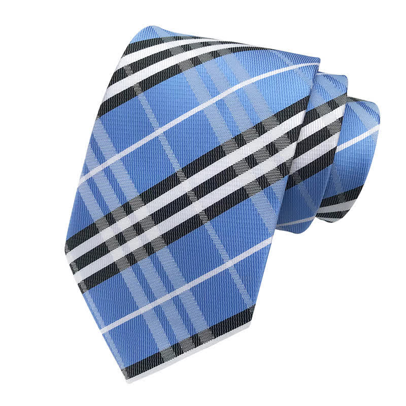 Cravate à carreaux écossais pour homme - Bleu ciel - image 6