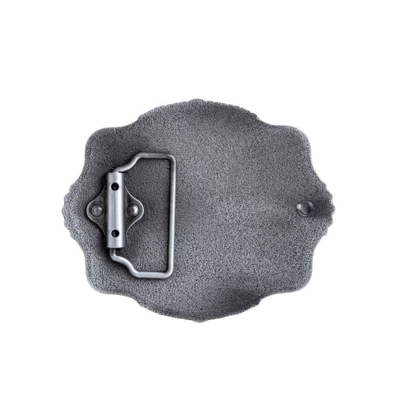 Ceinture en cuir à boucle gravée pour homme avec motif floral et prière sincère