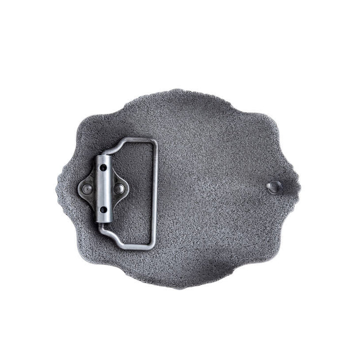 Ceinture en cuir à boucle gravée pour homme avec motif floral et prière sincère