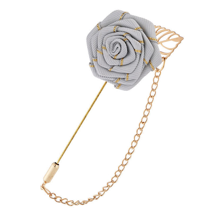 Broche chaîne camélia florale pour homme