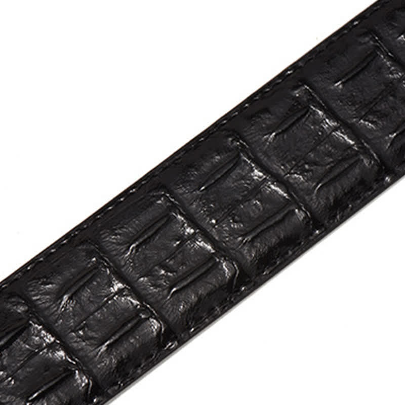 Ceinture en cuir à motif alligator avec boucle automatique léopard pour homme