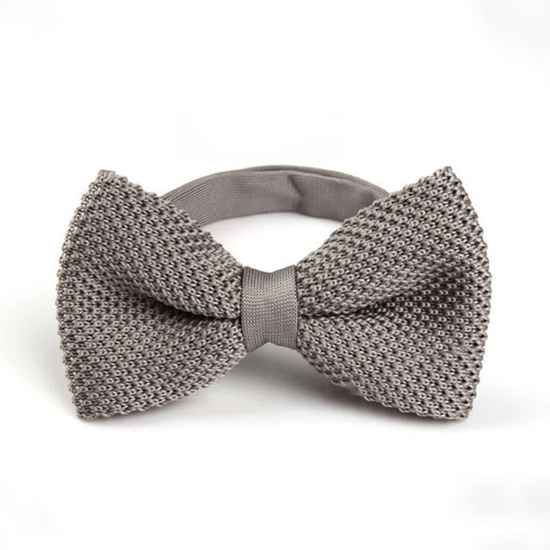 Nœud papillon tricoté double épaisseur de couleur unie pour homme