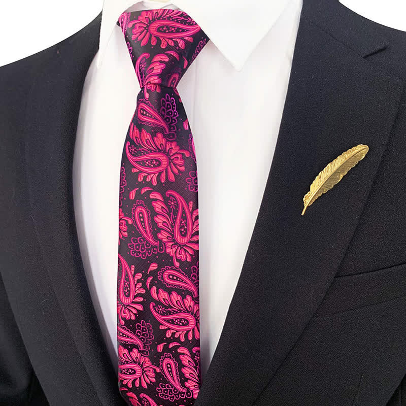 Cravate zippée à motif floral violet et rouge pour homme - image 1