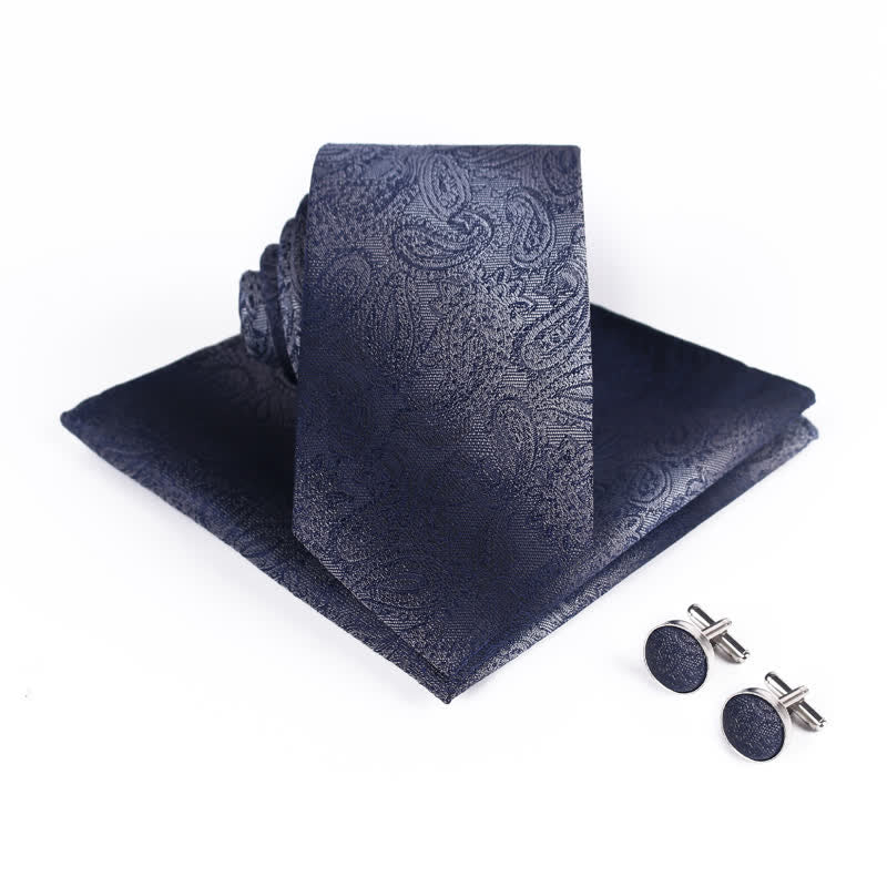 Lot de 3 cravates à motif cachemire dégradé de couleurs pour homme - Marine - image 0