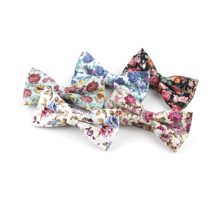 Nœud papillon à fleurs pour homme avec teinture de feuilles de roses