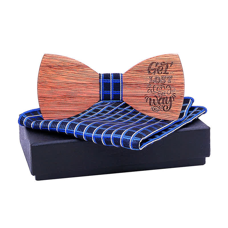 Lot de 2 noeuds papillon en bois pour homme avec proverbes