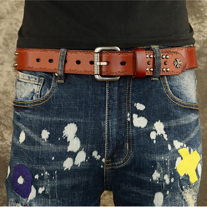 Ceinture décorative unisexe à rivets croisés de style rock