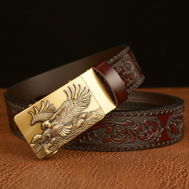 Ceinture en cuir pour homme avec ailes déployées en forme d'aigle