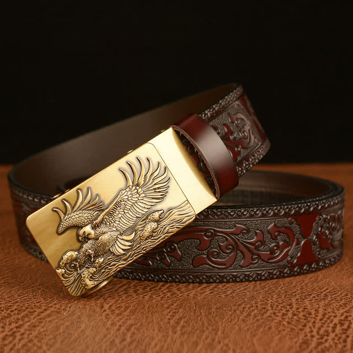 Ceinture en cuir pour homme avec ailes déployées en forme d'aigle