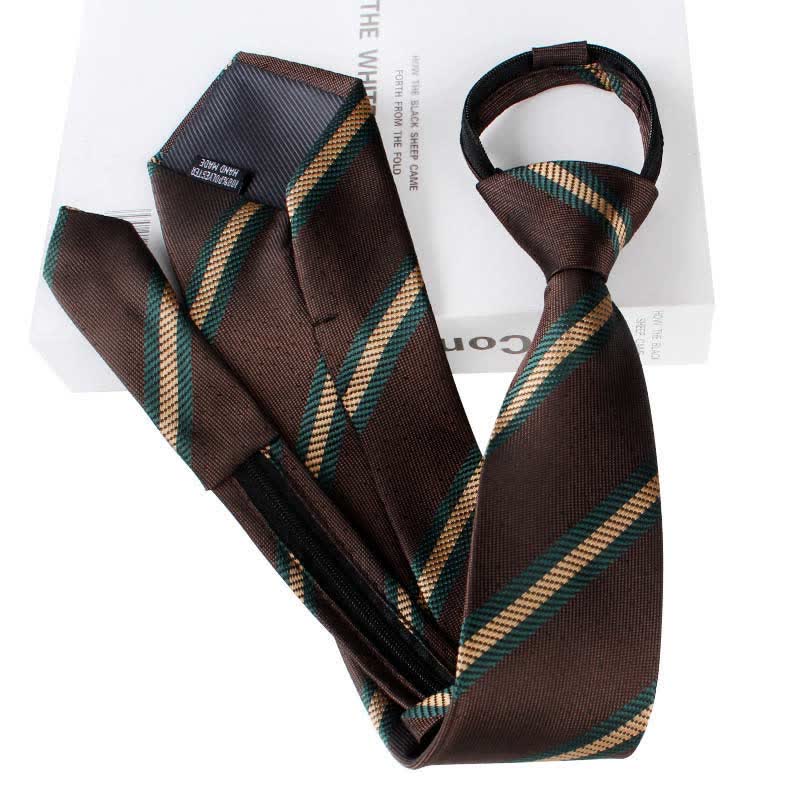 Cravate à rayures larges avec fermeture éclair et blocs de couleurs pour homme