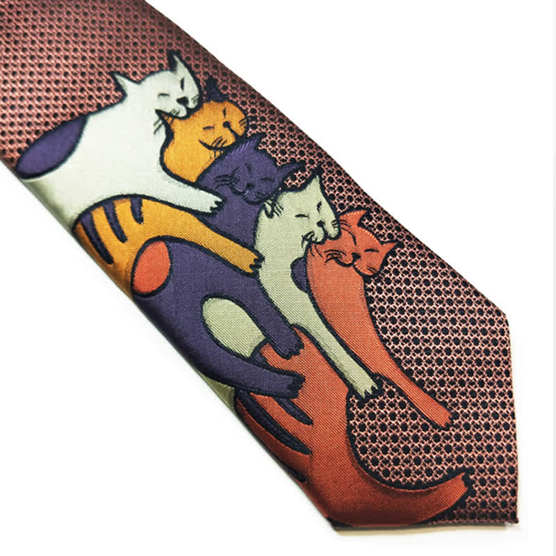 Cravate décontractée pour homme avec motif de chats câlins