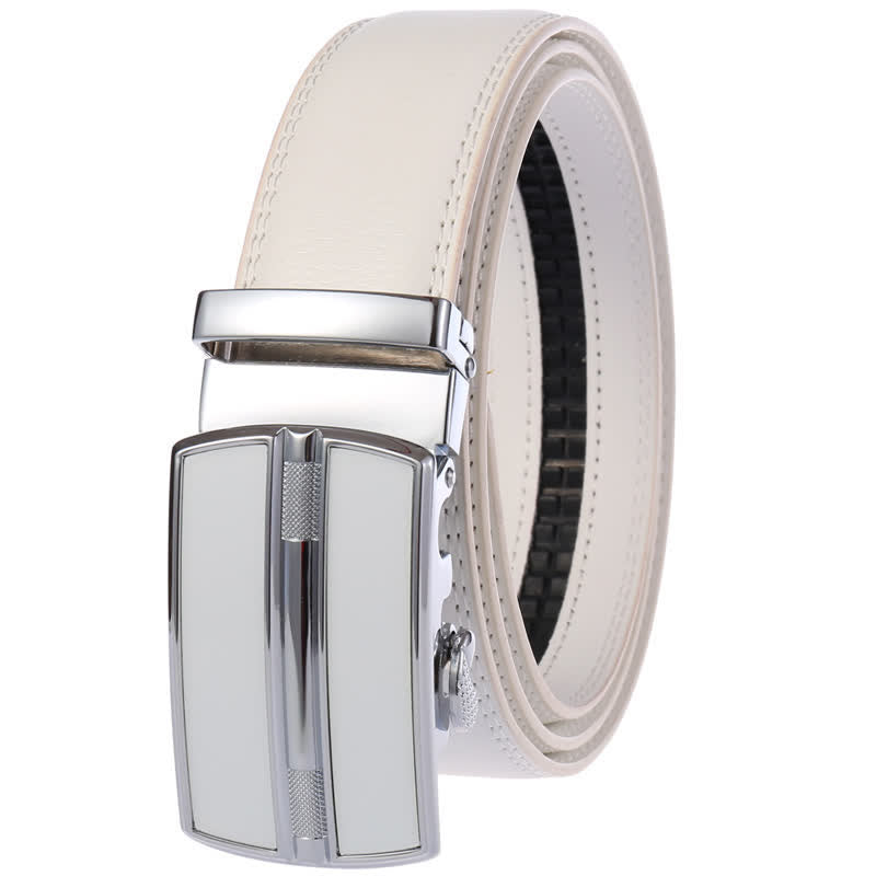 Ceinture en cuir à boucle automatique creuse simple pour homme - Blanc - 46 - image 13