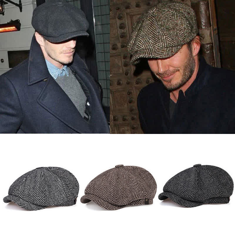 Casquette béret octogonale à motif à chevrons Peaky Hat - image 1