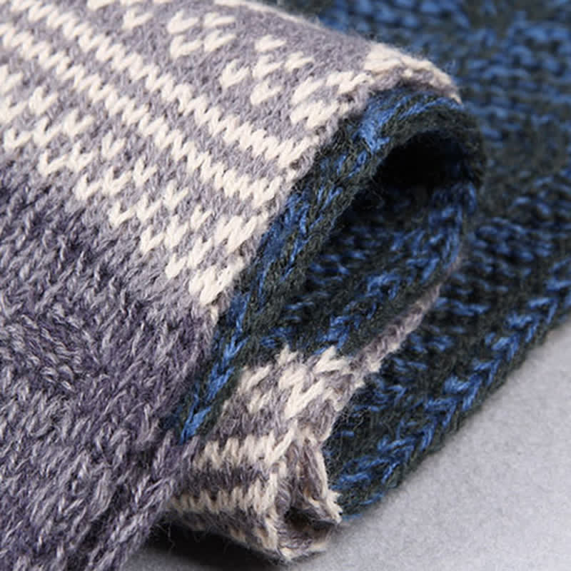Écharpe en tricot à motif argyle pour homme avec blocs de couleurs