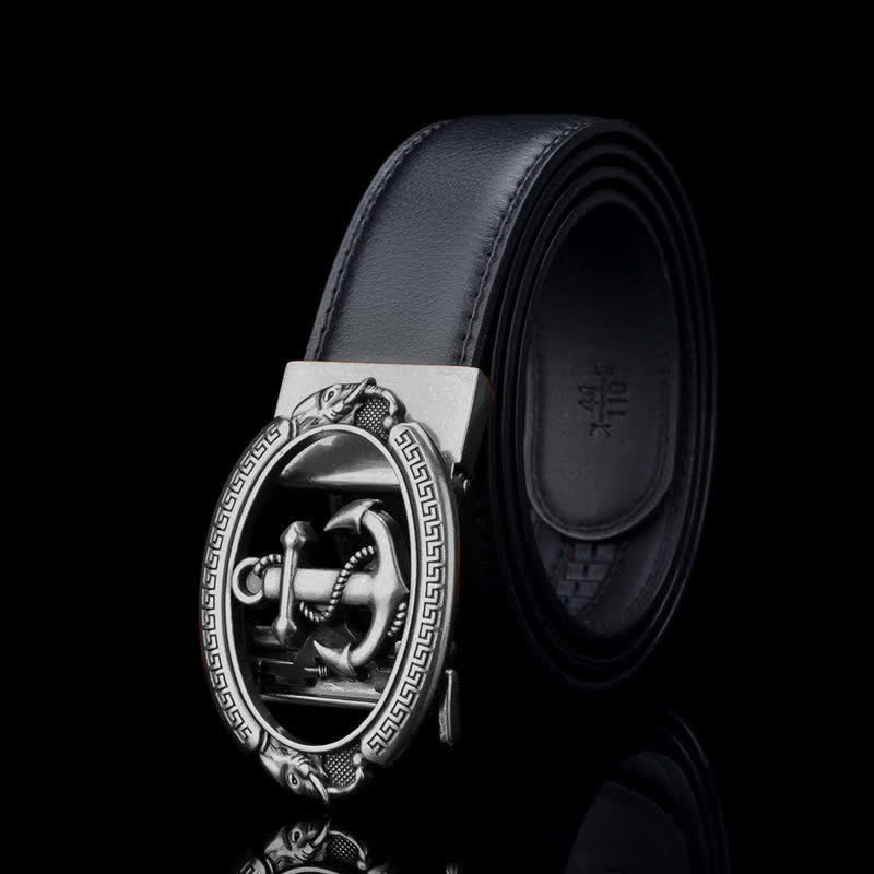 Ceinture en cuir pour homme avec motif ancre de bateau