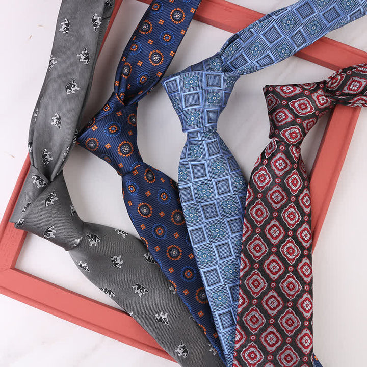 Cravate à motifs floraux géométriques vintage pour homme 