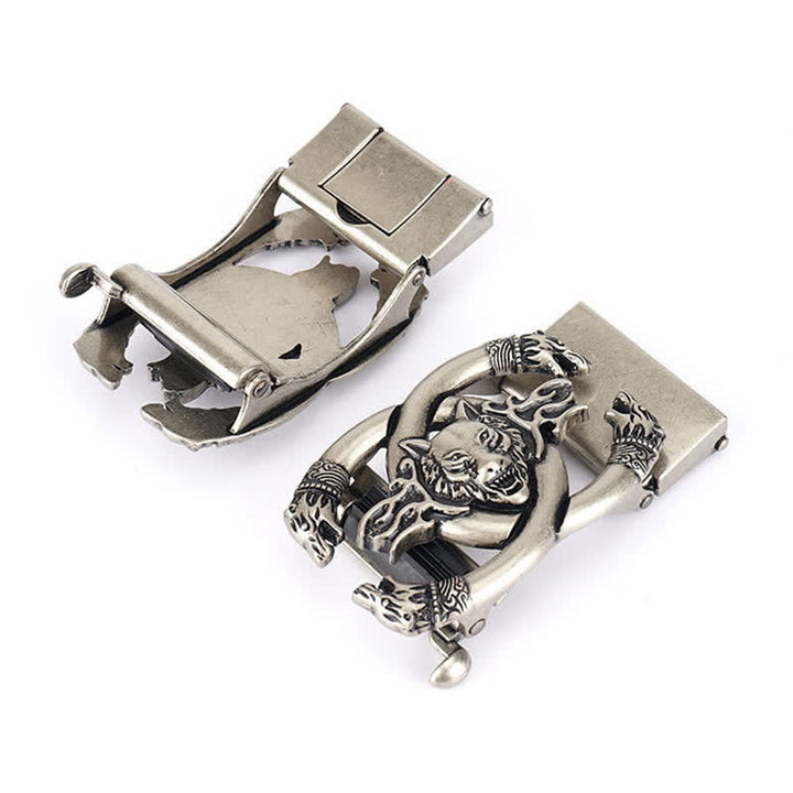 Ceinture en nylon pour homme avec loups féroces en flammes