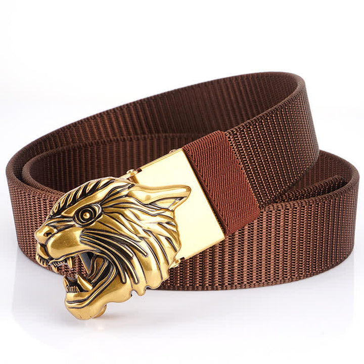 Ceinture en nylon à tête de tigre rugissante pour homme