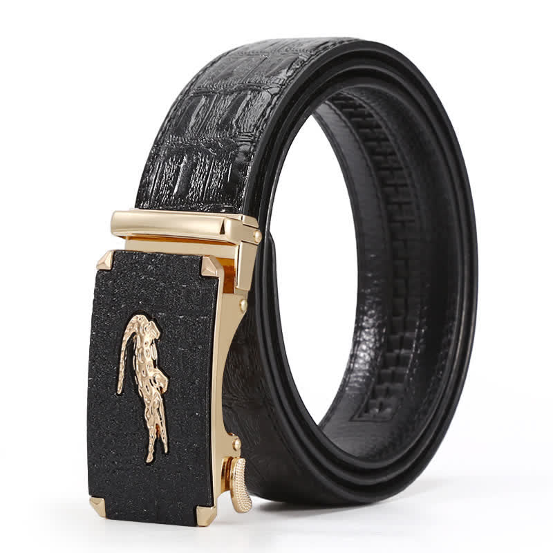 Ceinture en cuir à boucle en relief crocodile pour homme