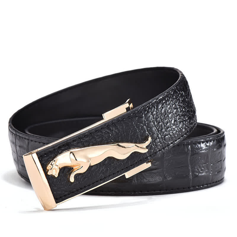 Ceinture en cuir à boucle léopard de luxe pour homme