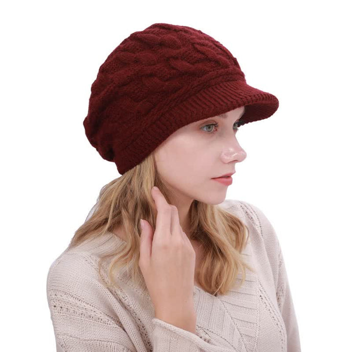 Bonnet à visière ample avec doublure moelleuse pour femme
