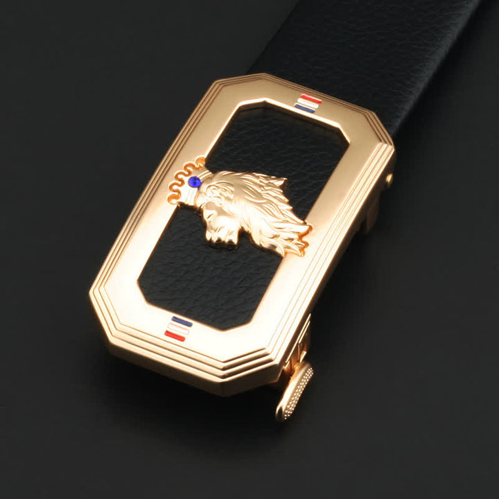 Ceinture en cuir à boucle automatique pour homme avec tête de lion - Or - Sans ceinture - image 1