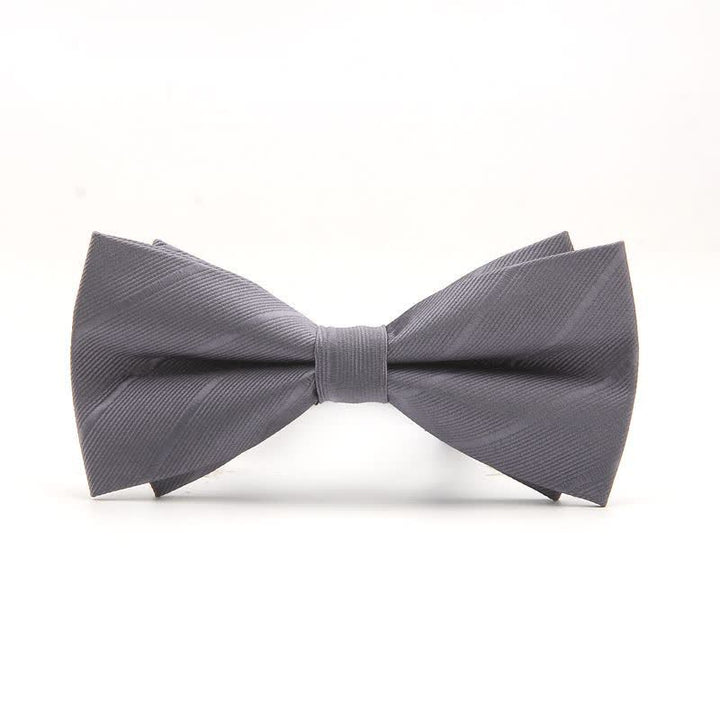 Nœud papillon uni à rayures double épaisseur pour homme