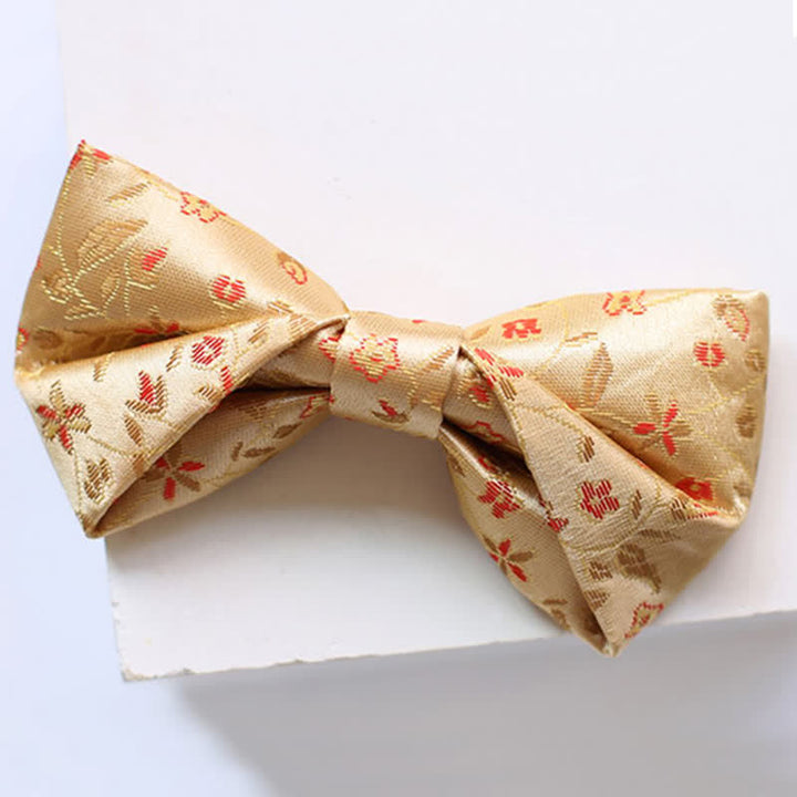 Nœud papillon à fleurs jaunes et rouges pour homme