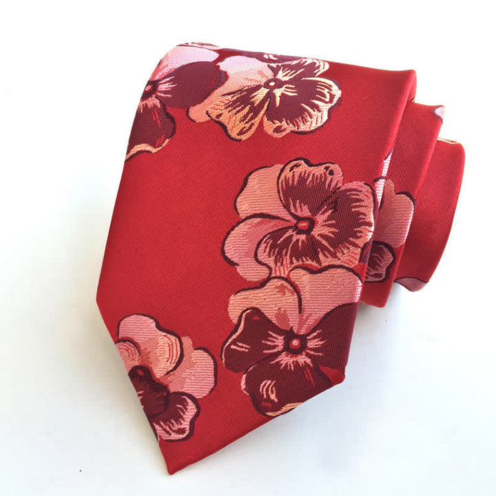Cravate florale gracieuse et captivante pour homme - Rouge - image 2