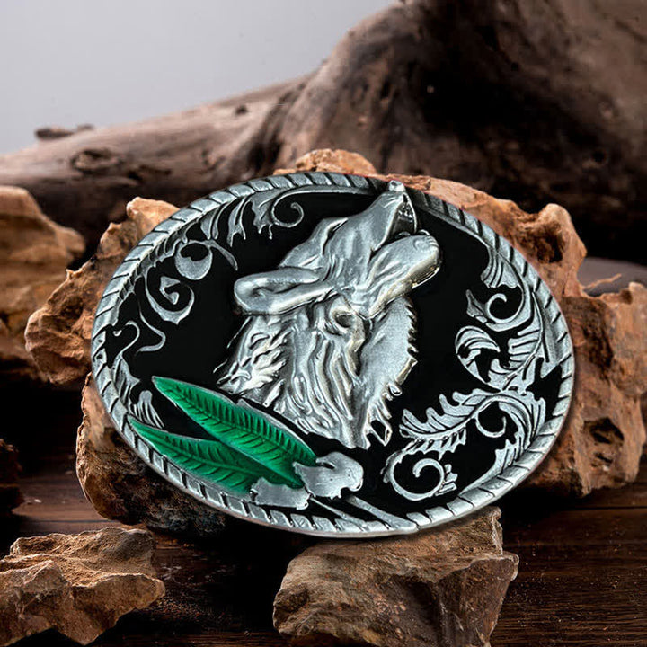 Ceinture en cuir à boucle tête de loup hurlant DIY pour homme