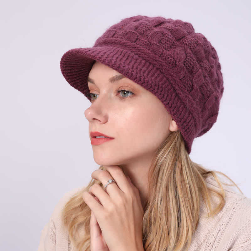 Bonnet à visière ample avec doublure moelleuse pour femme