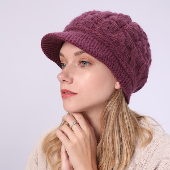 Bonnet à visière ample avec doublure moelleuse pour femme