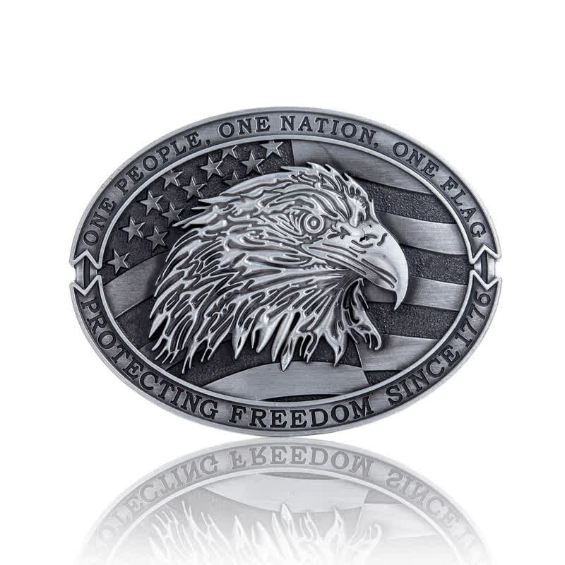 Ceinture en cuir à boucle patriotique pour homme avec drapeau américain et aigle à tête blanche
