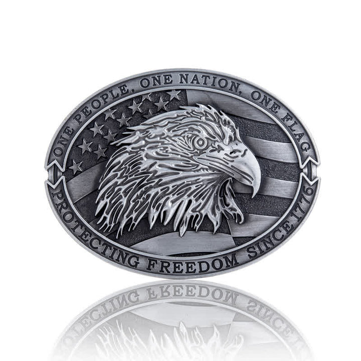 Ceinture en cuir à boucle patriotique pour homme avec drapeau américain et aigle à tête blanche