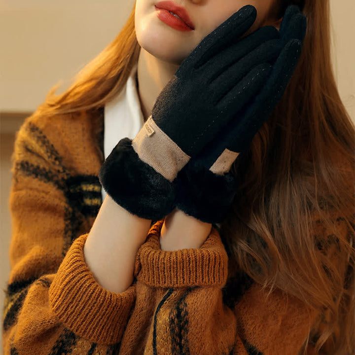 Gants en peluche doux et confortables pour écran tactile en forme de cœur pour femmes