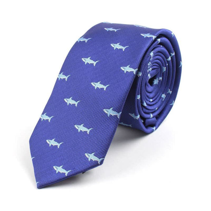 Cravate pour homme à motifs de dessins animés mignons - Requin bleu - image 11