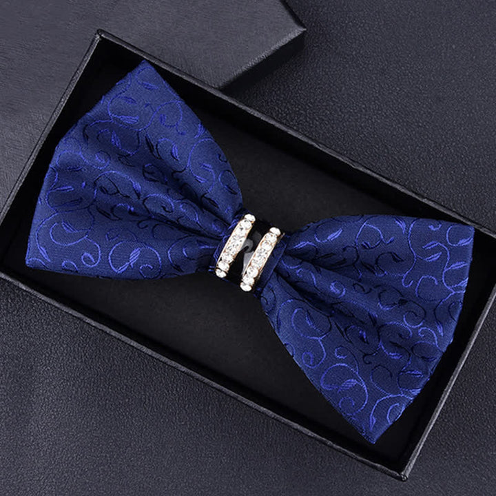 Nœud papillon à rayures et strass pour homme, motif cachemire et fleurs