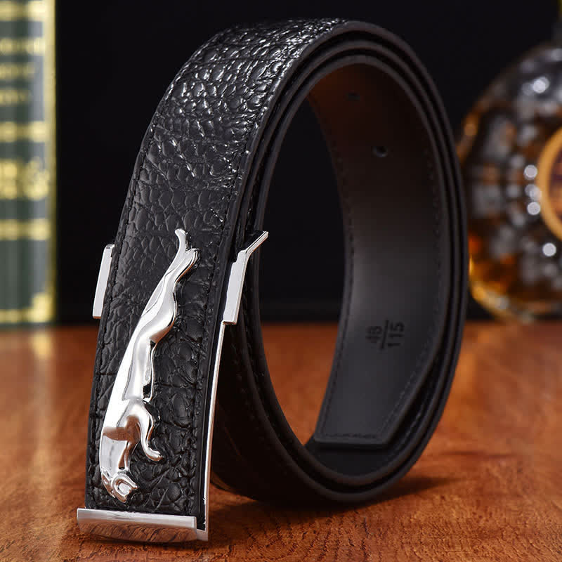 Ceinture en cuir à boucle léopard de luxe pour homme