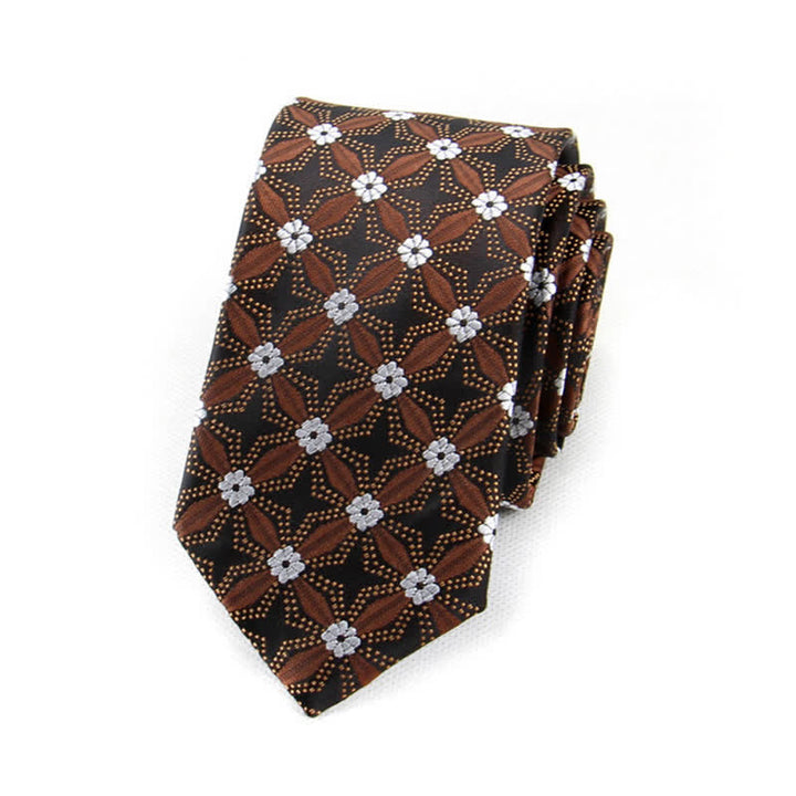 Cravate géométrique brodée de fleurs pour homme