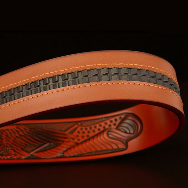 Ceinture en cuir à boucle automatique vintage pour homme avec ailes d'aigle