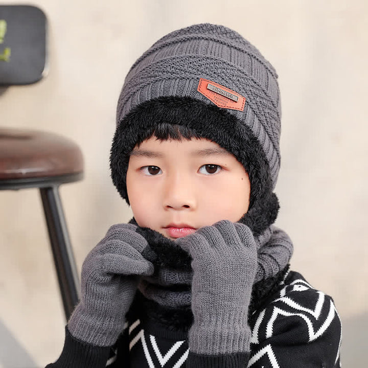 Ensemble bonnet, écharpe, gants tricotés pour adulte et enfant 3 pièces