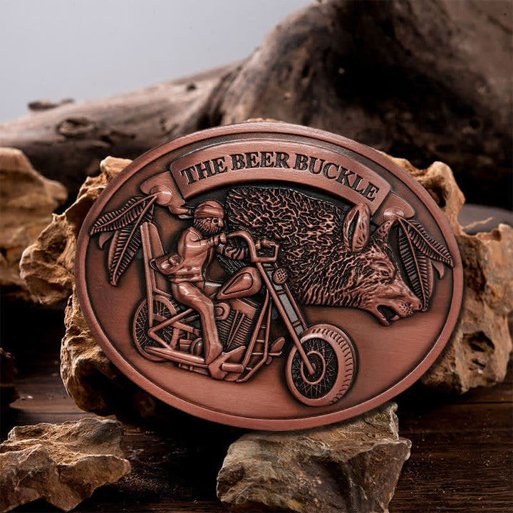 Ceinture en cuir avec boucle porte-bière créative pour moto pour homme