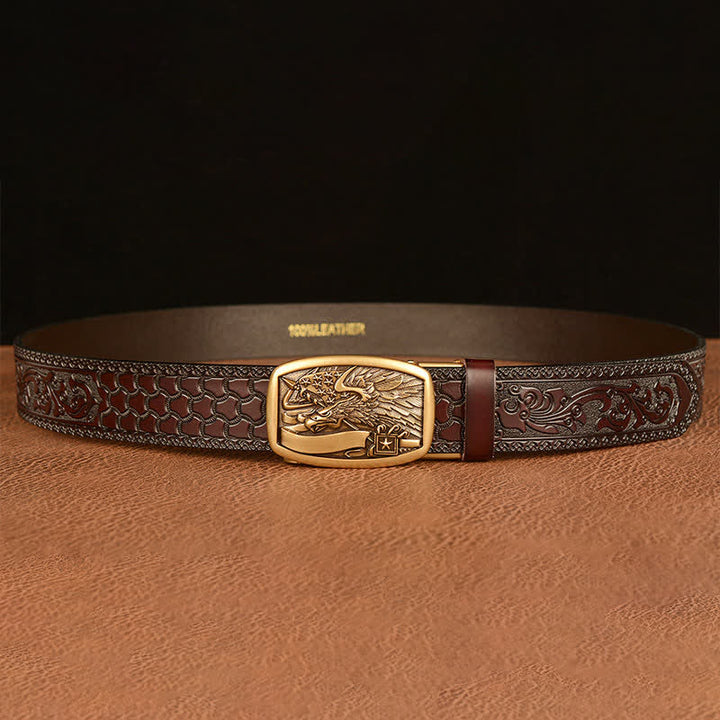 Ceinture en cuir pour homme avec drapeau américain et aigle faucon