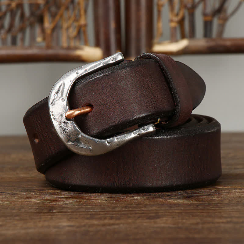 Ceinture en cuir à boucle sculptée vintage classique pour homme