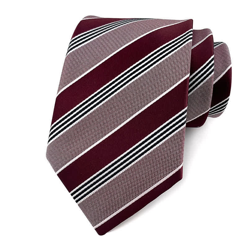 Cravate de bureau traditionnelle à rayures Repp pour homme - Nuance de Bourgogne - image 12