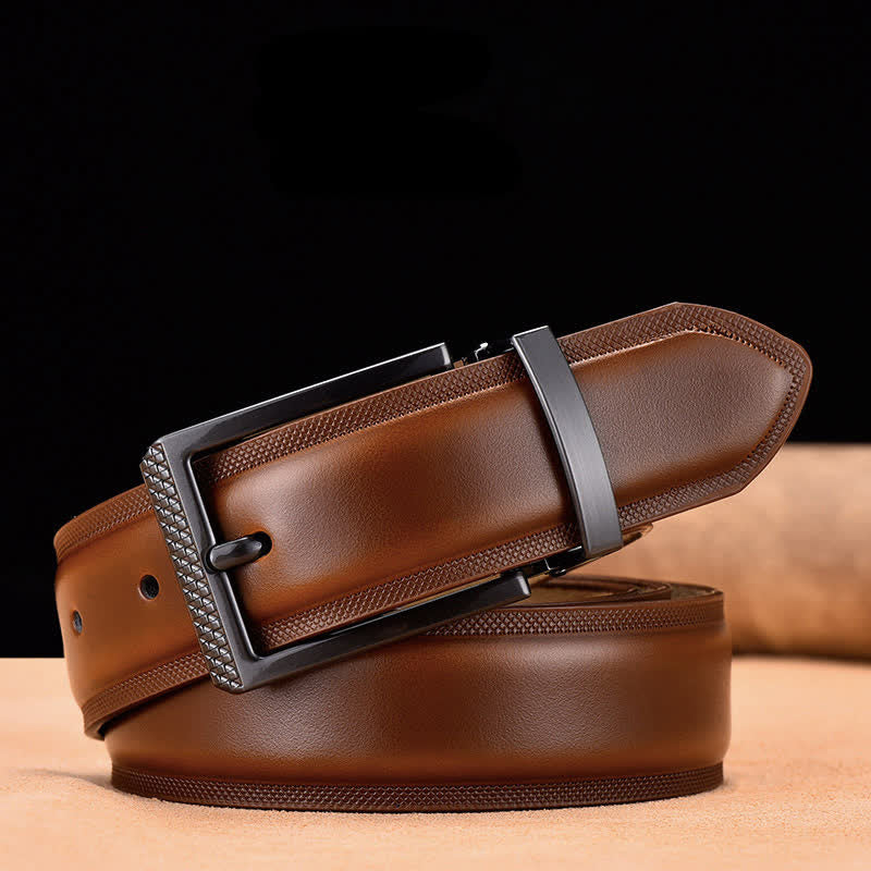 Ceinture en cuir noir et argent noble pour homme - Jaune Marron et Noir - 46 - image 7
