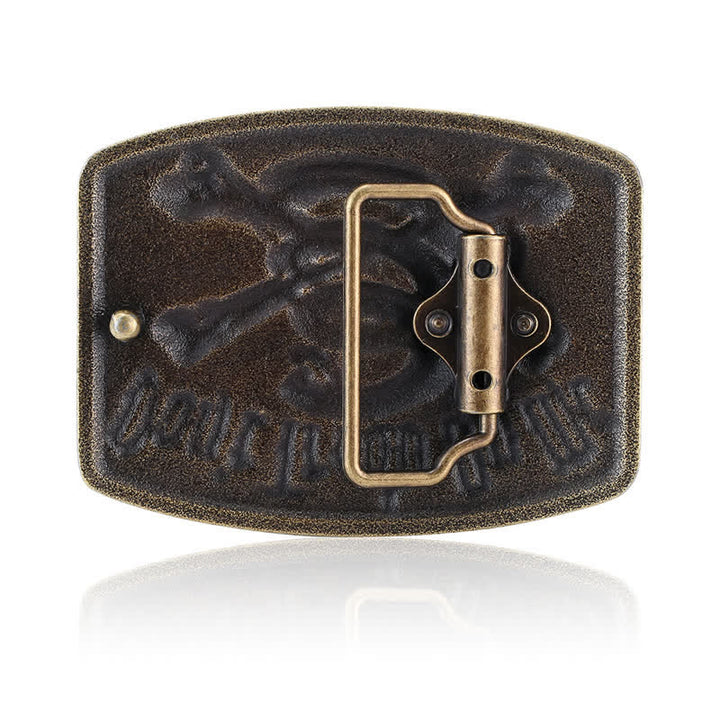 Ceinture en cuir à boucle pour homme, motif tête de mort et serpent à sonnette